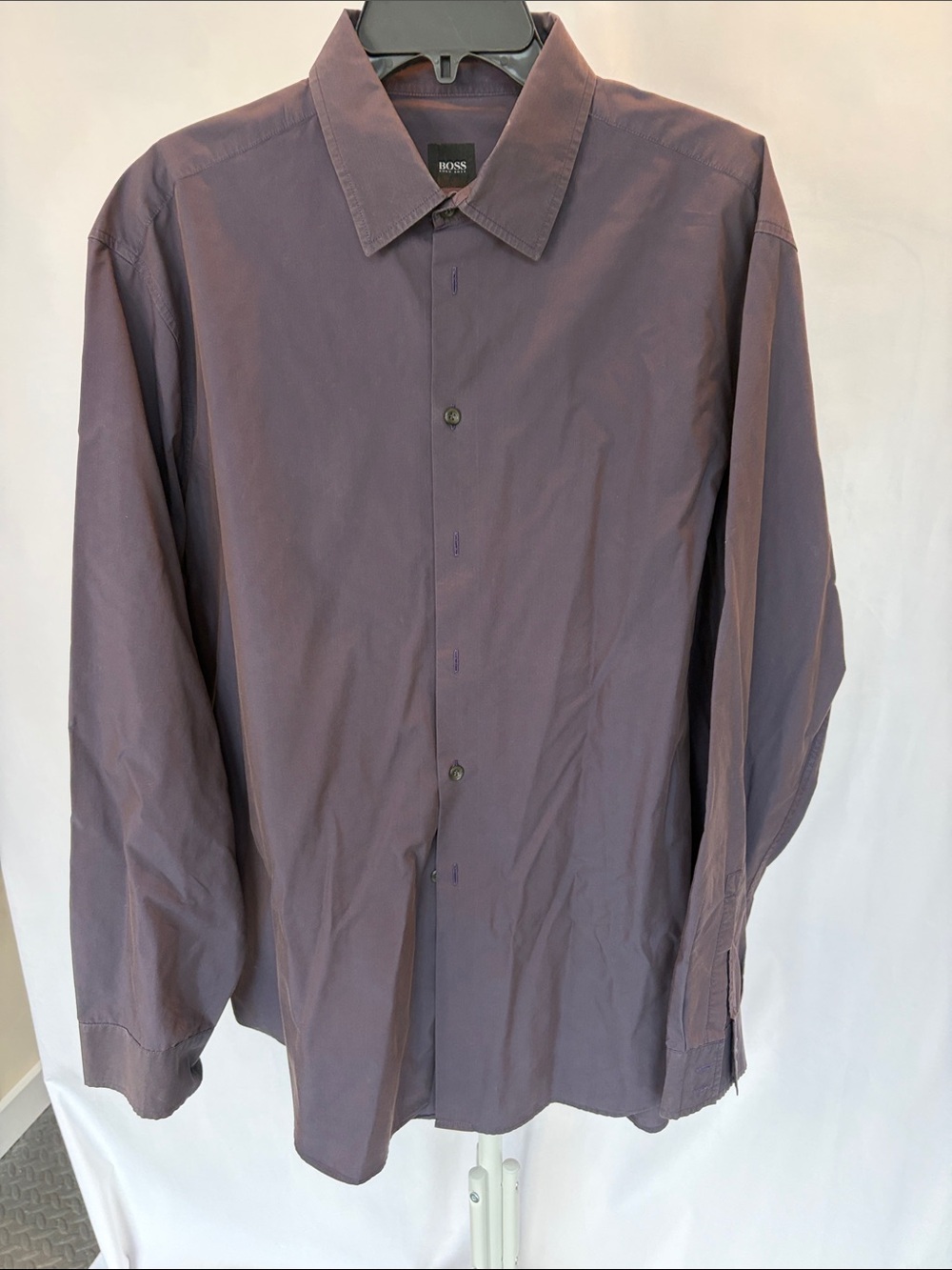 BOSS Men's Dark Purple Dress Shirt